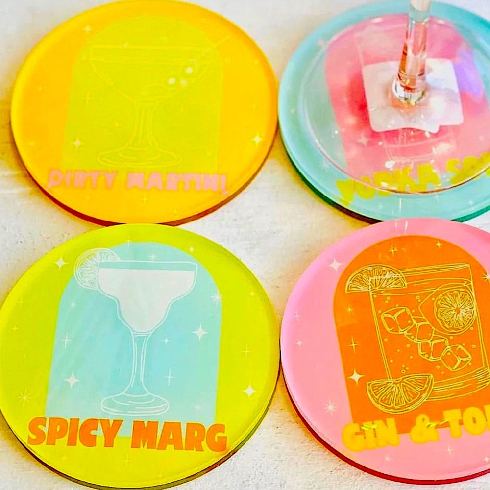 Pair of Tart Bottoms Up Acrylic Coasters